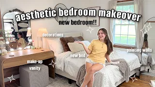 NEW ROOM MAKEOVER TOUR transforming my new bedroom decorating painting cleaning