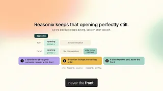 Reasonix is an AI coding agent that stays cheap all day