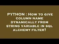 PYTHON How to give column name dynamically from string variable in sql alchemy filter