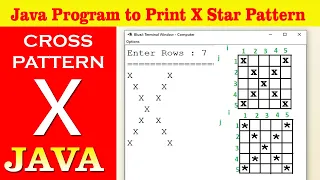 Java Program to Print X Star Pattern Cross Pattern programs in java X shape pattern in java