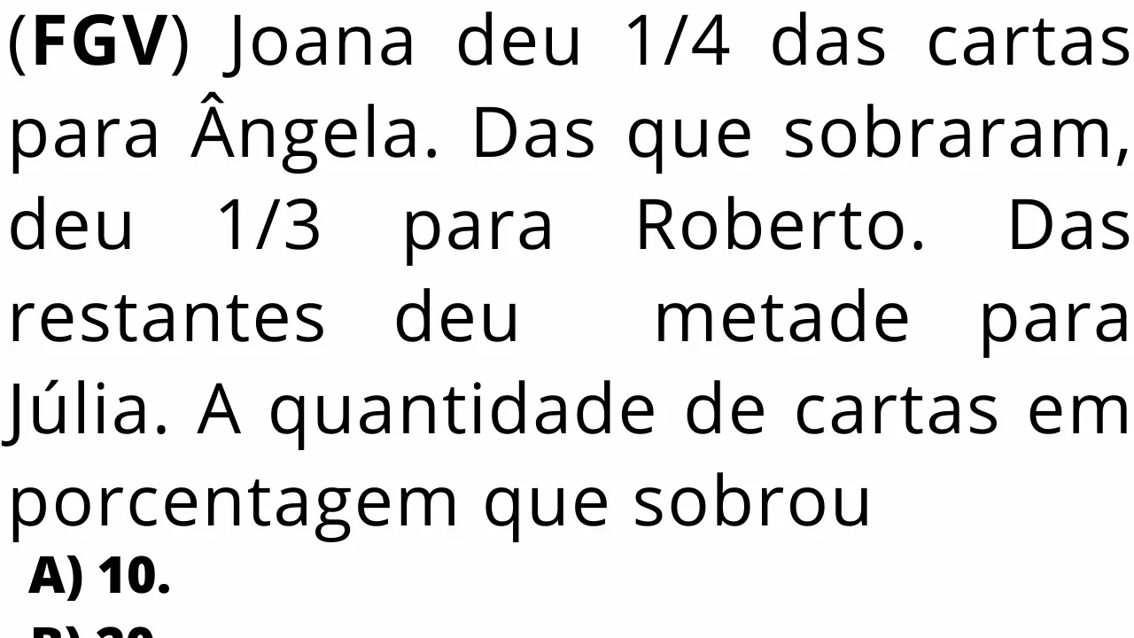 🔥FGV🔥 QUESTÃO DE CONCURSO DE MATEMÁTICA - Fração e Porcentagem fácil - ótima para treinar pm sp