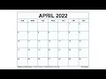 Printable April 2022 Calendar Templates with Holidays - Wiki Calendar