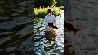 Catching Fish With Bare Hands In A Japanese River 