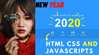 Countdown Timer using Html CSS vanilla Javascript New Year Countdown Clock