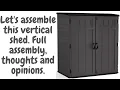 Suncast Vertical shed Step by step assembly review opinions