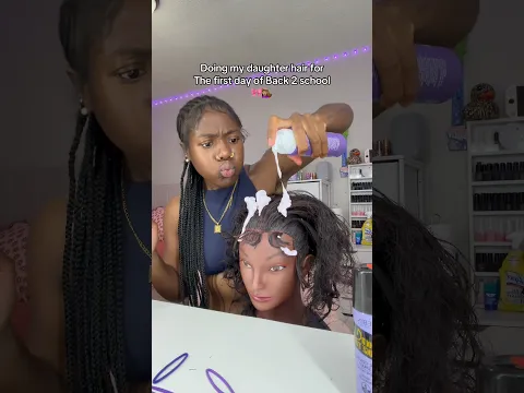 Vickey Cathey does her daughter hair for the first day of school 😱 #shorts