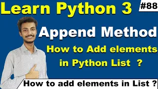 How to add elements in Python list in Hindi Append method in Python Python Tutorial Cyber Warriors