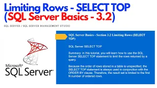 SELECT TOP in SQL Server Limit Rows Tutorial