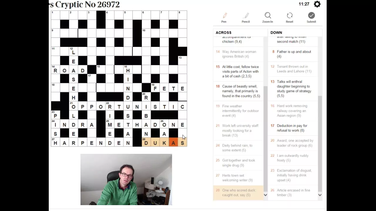 Tutorial on how to solve The Times crossword: 27 Feb 18