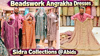 Sidra Collections New Designs Exclusive Readymade Beads Work Angrakha Palazzo Dresses | Abids HYD