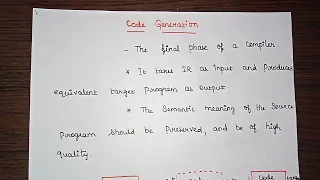 L 33 Issues in the design of Code Generator Code Generator Compiler Design