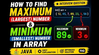 How to Find Minimum and Maximum Number in Array in Java Interview Question Smallest Largest