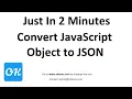 How to Convert JavaScript Object to JSON String