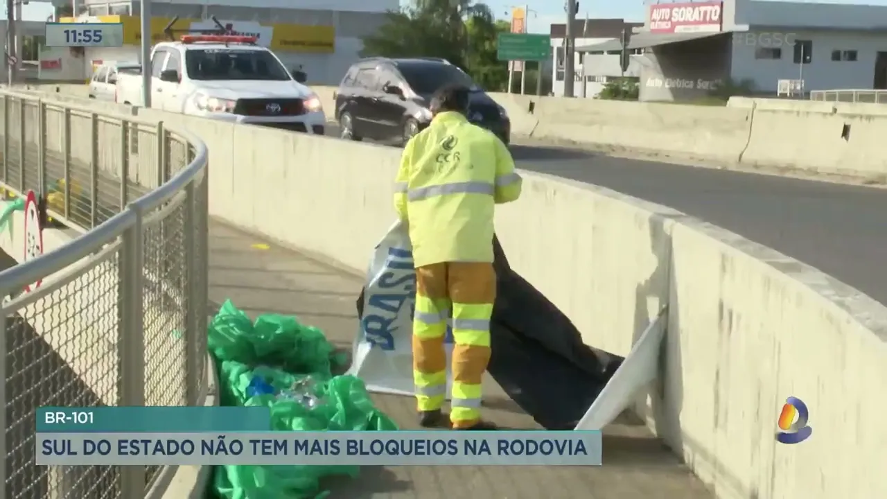 VÍDEO: Confira a situação dos bloqueios nas rodovias do Sul de SC
