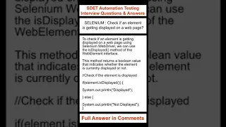 SELENIUM JAVA Check if an element is getting displayed on a web page