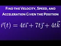 How to Find the Speed Velocity and Acceleration Given the Position Function Vector Valued