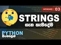 Python Sinhalen Play with Strings Ep - 03