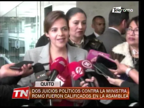 Dos juicios políticos contra la ministra Romo fueron calificados en la asamblea