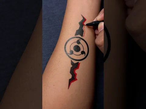 Easy Naruto Sharingan 🔥Tattoo using a Gel Pen! 🖊️✨……#art #tattoo #naruto