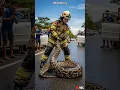 Thrilling Moment Female Firefighter Tames a Giant Python on the Highway