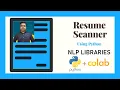 Resume Scanner in Python Mini Project Python Tutorial Basic NLP Project