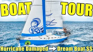 BOAT TOUR: From Production Boat to Our CUSTOM, OFF-GRID Floating Home – DIY Transformation  💥🔨⛵️