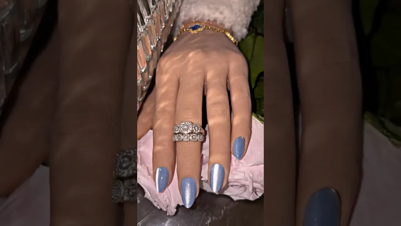 💎UÑAS💅🏼azules ojo de gato✨