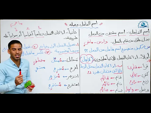 ⁣مادة اللغة العربية للصف الثالث متوسط : اسم الفاعل وعمله الجزء الاول