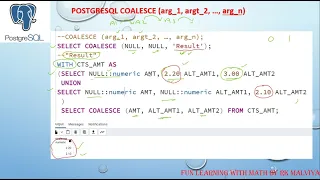 POSTGRESQL COALESCE Function Best Explanation of PostgreSQL ISNULL Function English Hindi