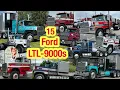 15 Ford LTL 9000 Semis Driving Around at Truck Shows