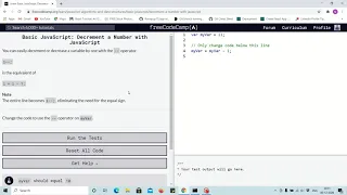 Lesson 13 - Decrement a number in JavaScript