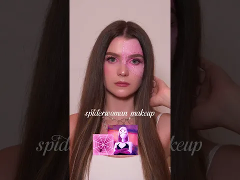 Spider Woman Makeup Tutorial 🕸️ 🩷 #makeuptutorial #spiderwoman #makeup #gwenstacy #shorts