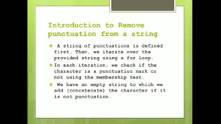 Python Tutorial Introduction to Remove Punctuation from a String