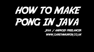 How to make Pong in Java Using Netbeans Part
