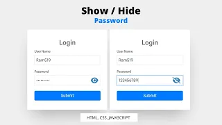 How to Create Show Hide Password in Login form using HTML CSS and JavaScript Wpshopmart