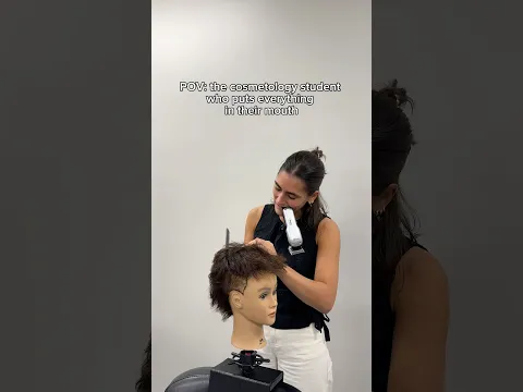POV: the cosmetology student who puts everything in their mouth #relateable #hairstylist #funny