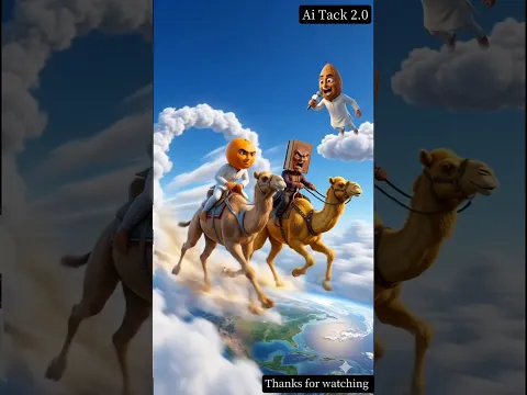 Orange's House Started Flying in the Sky 😱🍊 | Camel Race for Magic Broom! #aishorts #viral #ai