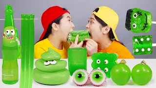 绿色果冻蛋糕巧克力甜点吃播多纳 DONA
