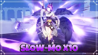 kujou sara in 1000 slow motion animation genshin impact