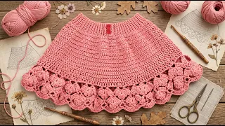 🌿Discover how to crochet a beautiful skirt by repeating just two rows  Ideal for beginners