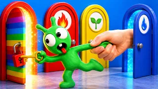 Pea Pea Opens Mystery Doors Challenge | Cartoon for Kids