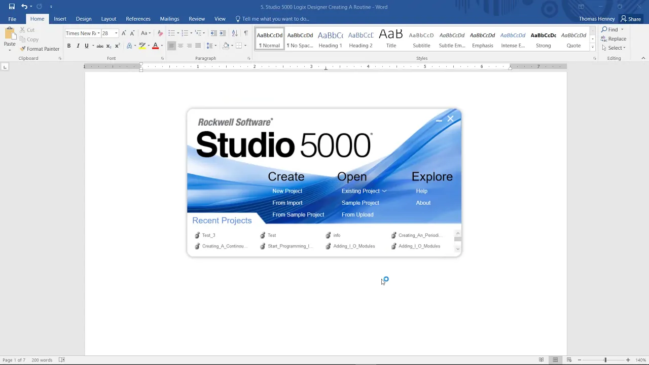 Outline Video 122. Studio 5000 Uploading Project From Splash Screen