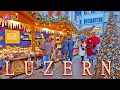 LUCERNE SWITZERLAND ✨ Christmas Markets Evening Walking Tour 4K Shopping Streets \u0026 Bridges