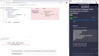 Python tutor freeCodeCamp Recursion Countdown Example