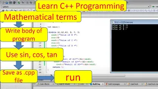 C programming basic part 5 Math Functions sin cos log Code Blocks