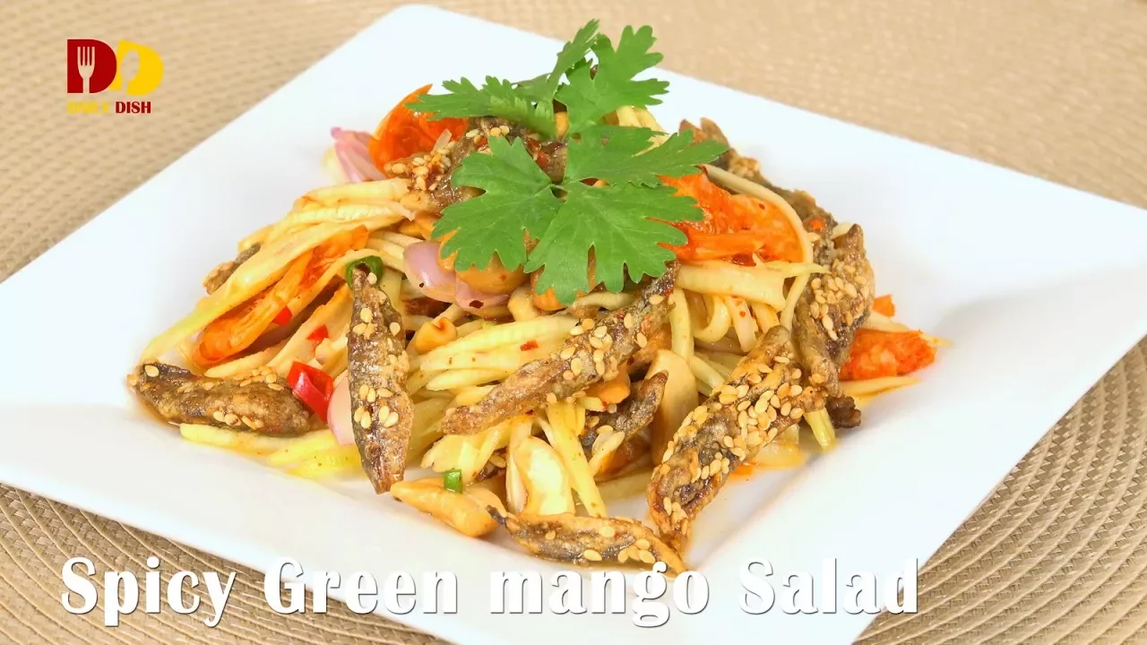 Spicy Green Mango Salad   Thai Food   Yum Mamuang   