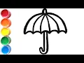 Rainy Umbrella Painting and Drawing Learn Colors Coloring Page Happy Joy Art