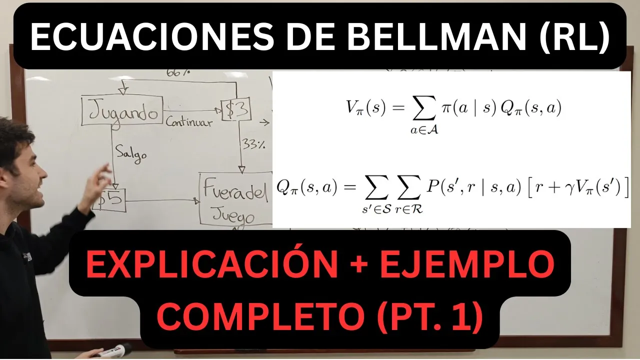 ECUACIONES DE BELLMAN PT.1 | EXPLICACIÓN FÁCIL Y EJEMPLO RESUELTO | REINFORCEMENT LEARNING y MDPs