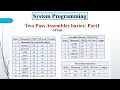Two Pass Assembler System Programming Basics SP Part 1