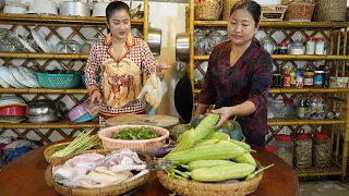 Sreypov Life Show: Country family harvest vegetable and cook for dinner - Healthy food cooking